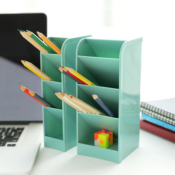 4 Grid Pencil Pot Box Case Desktop Pen Holder Table